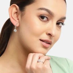 Zavya 92.5 Sterling Silver Solitaire Rhodium-Plated Earring & Ring Set-image-99