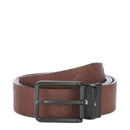 Tommy Hilfiger Desert Brown & Navy Leather Reversible Belt for Men-picture-32