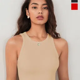 KERI PERRY Women Pack of 3 Round Neck Sleeveless Tank Crop Top-image-9