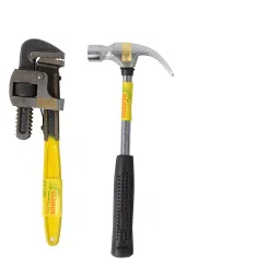 GLOBUS 850 Steel Hand Tools Combo, Multicolor (Pipe Wrench, Hammer) (Pack Of 2)-8
