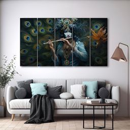 The Castle Decor Green & Blue 5 Piece Wood Other Wall Paintings-image-52