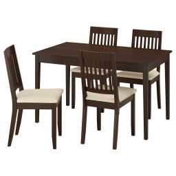 ikea näsinge / näsinge Table and 4 chairs, dark brown stained beech veneer/dark brown stained Kilanda light beige, 130x80 cm-picture-35