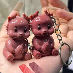Adbeni Set Of 2 Keychain Cute Glossy Lip Gloss- 5 ml Each- Pink 03- Coffee Brown 06-10