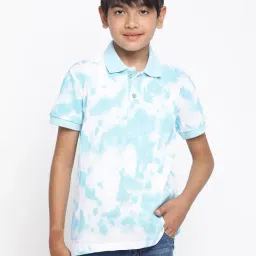 Lil Tomatoes Kids Sky Blue Tie and Dye Polo T-Shirt-image-36