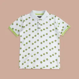 Pantaloons Junior White & Green Cotton Printed Polo T-Shirt-picture-43