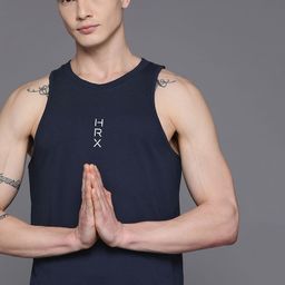 HRX by Hrithik Roshan Brand Logo Printed Sleeveless Yoga T-shirt-image-13