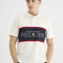 GANT Men Colourblocked Polo Collar Cotton T-shirt-image-58