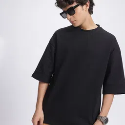 glitchez Textured Drift Pure Cotton Oversized T-shirt-image-50