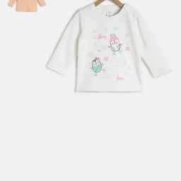 MINIKLUB Kids Peach & White Printed Full Sleeves T-Shirt with Jacket-picture-9