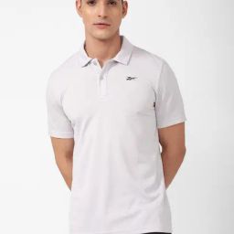 Reebok Light Grey Slim Fit Texture Sports Polos-image-16