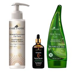 Park Daniel Set Of 3 Mineral Sunscreen 100ml with Facial Serum 30ml & Aloe Vera Gel 130ml-3