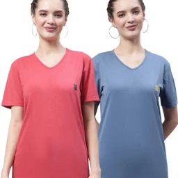 Vimal Jonney Pink & Blue Cotton Logo T-Shirt - Pack Of 2-picture-45