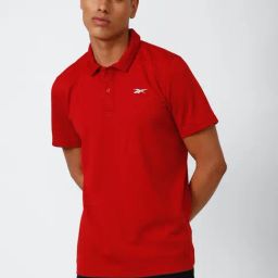Reebok Red Slim Fit Sports Polos-image-99