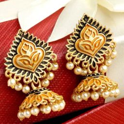 Karatcart Mustard Jhumki Earrings for Women-38