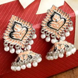 Karatcart Peach Jhumki Earrings for Women-34