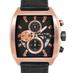 EXTRI Men Dial & Leather Textured Straps Analogue Watch X6075-E-42