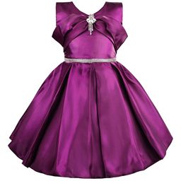 Wish Karo Girls Solid Fit & Flare Knee Length Dress-36