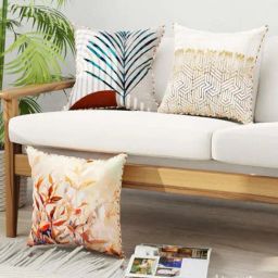 Bianca Suzane Earthy & Beige Micro Fiber Reversible Printed Cushion Covers - Set of 3-81