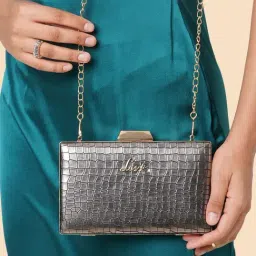 Lavie Silver Synthetic Clutch-image-4