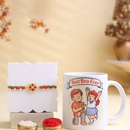 Floweraura Stones Studded Pearls Beaded Rakhi With Best Bro Ever Mug-image-14