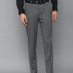 Louis Philippe Grey Slim Fit Flat Front Trousers-image-44