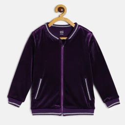 MINIKLUB Kids Purple Solid Full Sleeves Jacket-image-66