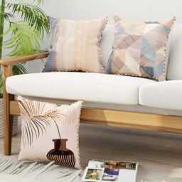 Bianca Suzane Earthy & Beige Micro Fiber Reversible Printed Cushion Covers - Set of 3-41
