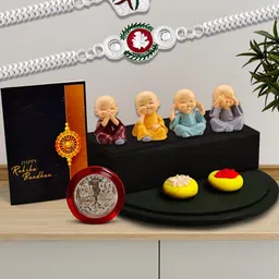 DeoDap Unisex 4 Pieces Floral Rakhi Gift Set-image-86
