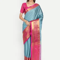 DIVASTRI Woven Design Zari Silk Blend Mysore Silk Saree-picture-21