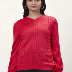 Honey by Pantaloons Pink Self Pattern Sweater-image-55