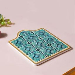Nestasia Green Spanish Vintage Style Fine Ceramic Serving Platter, 7-inch-picture-5
