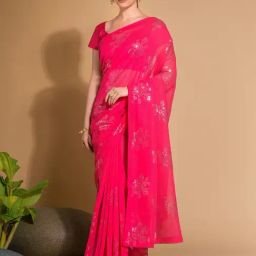 Saree Mall Pink Embellished Saree With Unstitched Blouse-image-45