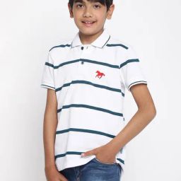 Lil Tomatoes Kids White Striped Polo T-Shirt-picture-14
