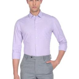 Arrow Purple Cotton Slim Fit Checks Shirt-picture-49