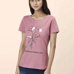 Honey by Pantaloons Pink Cotton Printed T-Shirt-image-51