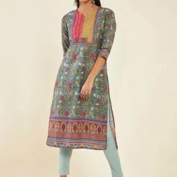 Soch Green Floral Print Kurta-image-105