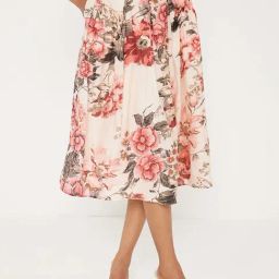 ANCESTRY Multicolor Floral Print A-Line Midi Skirt-image-13