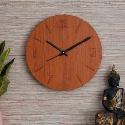 eCraftIndia Brown Wood Round Shape Line Numerals Wall Clock-picture-38