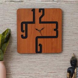 eCraftIndia Brown Wood Creative Square Designer Wall Clock-image-55