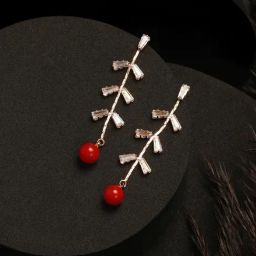 Aatmana Rose Gold-Plated Contemporary Drop Earrings-12