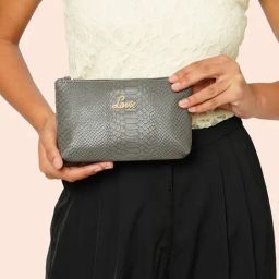 Lavie Croc Blue Textured Pouch-image-10