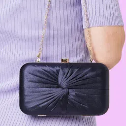 Lavie Navy Textured Minaudiere Clutch-image-99