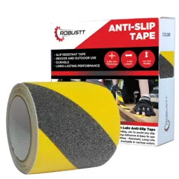 Robustt Yellow/Grey PET Solvent Acrylic Adhesive Anti Skid Tape (5 m x 100 mm)-21
