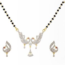J D Jewellers Brass Silver-Plated Mangalsutra-image-79