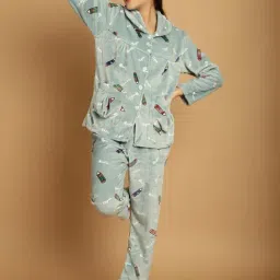 TAG 7 Blue Printed Woolen Shirt With Pyjamas-image-7