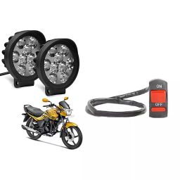 Cartronics 9 Round Cap LED Fog Light With On/Off Switch for Hero Passion X Pro(Set of 2 Pcs)-29