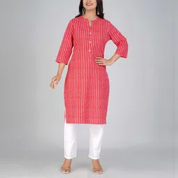 Indiwest Striped Cotton Straight Kurta-46