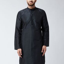 SOJANYA Men Black Solid Straight Kurta-image-46
