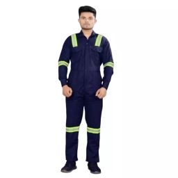 GENERIC RT-30 Blended Cotton Navy Blue Safety Boiler Suit with Green & Grey Reflective for Men Size L-image-65