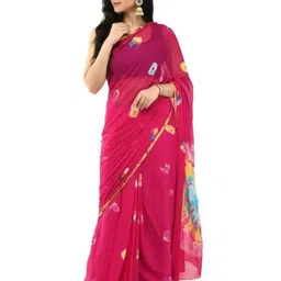 Reboot Fashions Tie and Dye Zari Pure Chiffon Saree-image-67